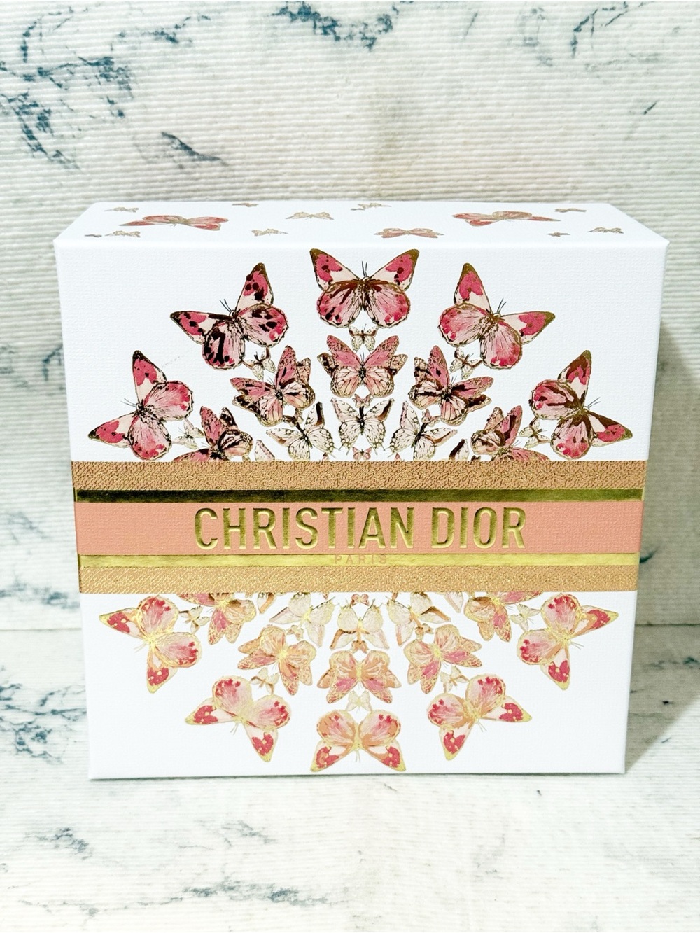 Christian Dior Pink & Gold Butterfly Decorative Box (Gift box, Storage or Decor)